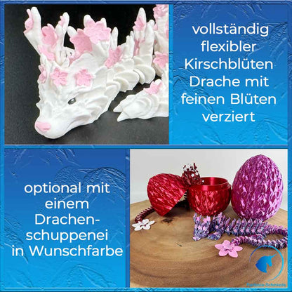Kirschblüten Drache Erwachsen - optional im Drachenei