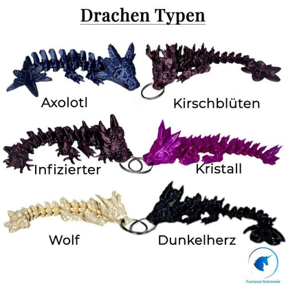 Flexibler Gummi Drache - Schlüsselanhänger