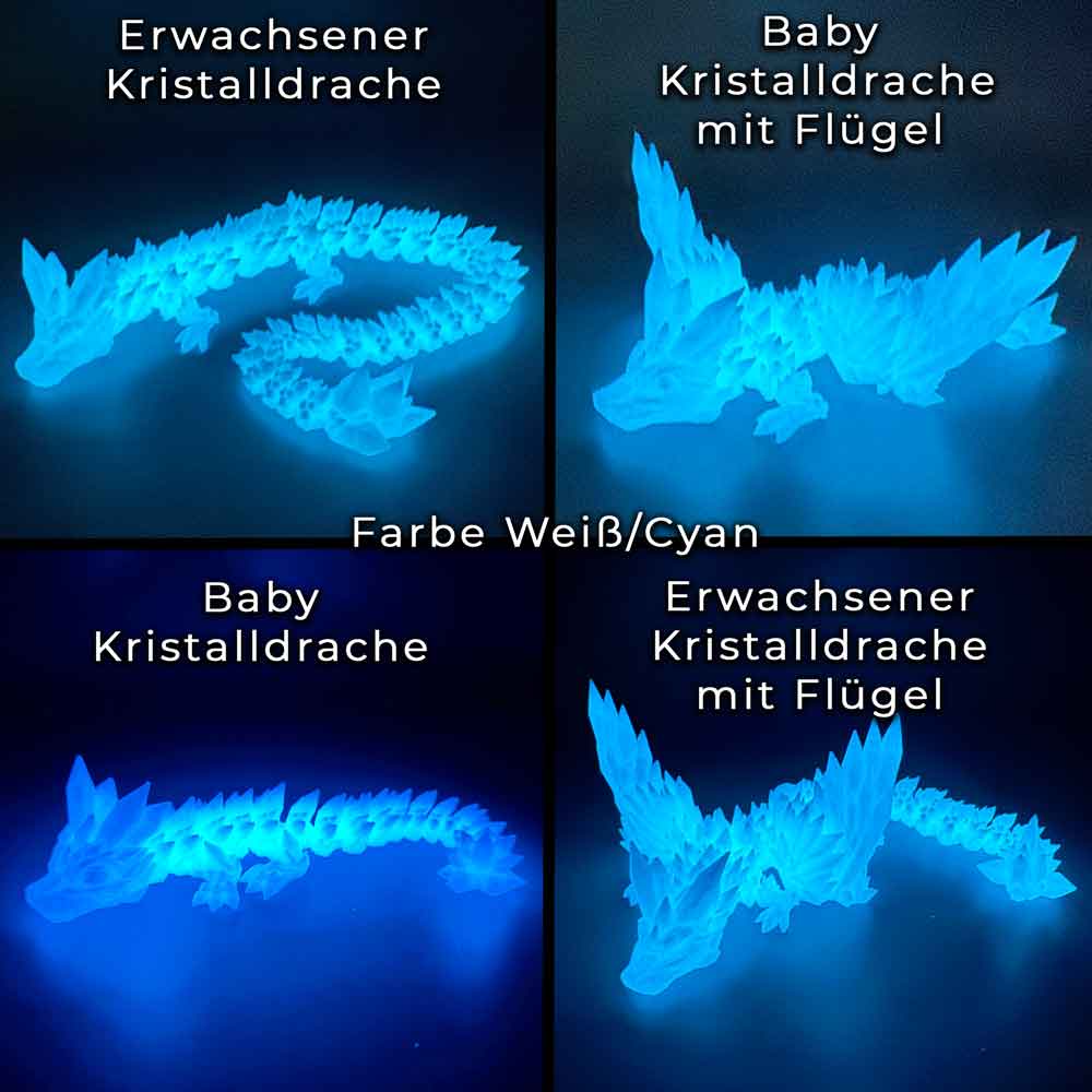 flexibler Kristalldrache - Nachtleuchtend -  Glow in the Dark Effekt