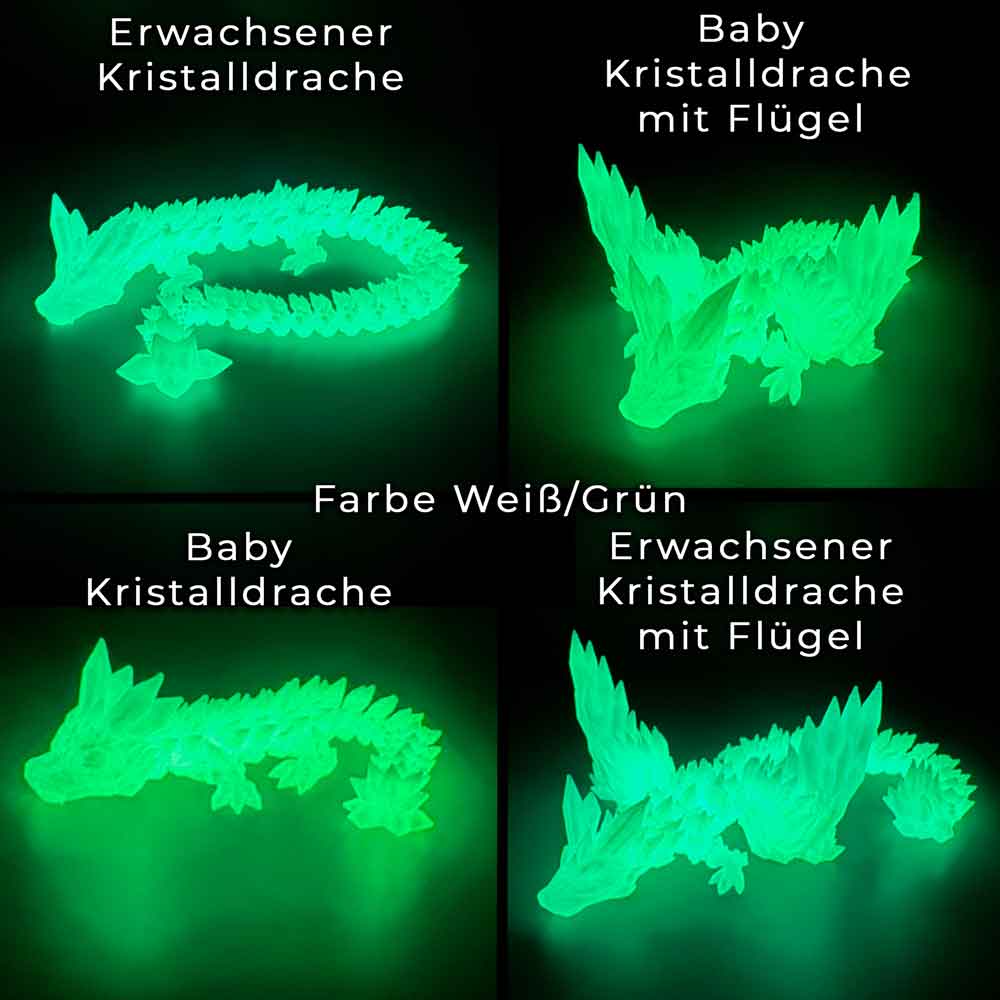 flexibler Kristalldrache - Nachtleuchtend -  Glow in the Dark Effekt
