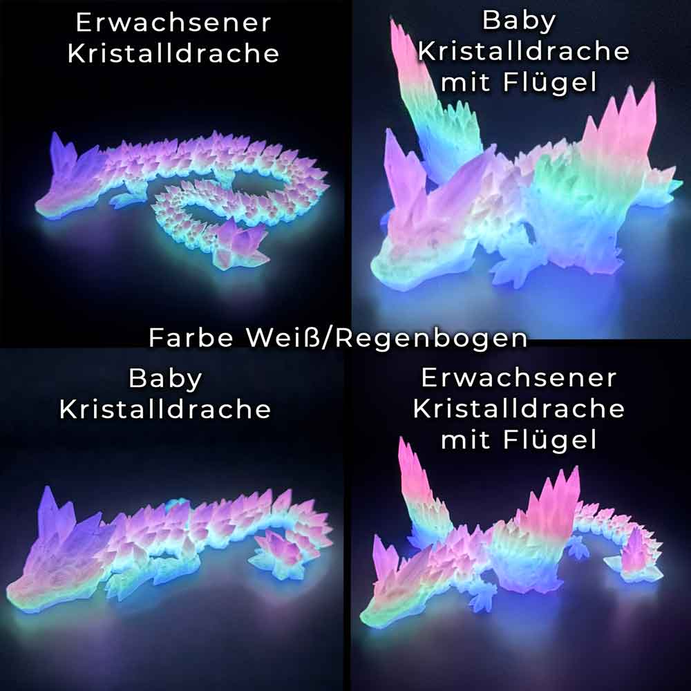 flexibler Kristalldrache - Nachtleuchtend -  Glow in the Dark Effekt