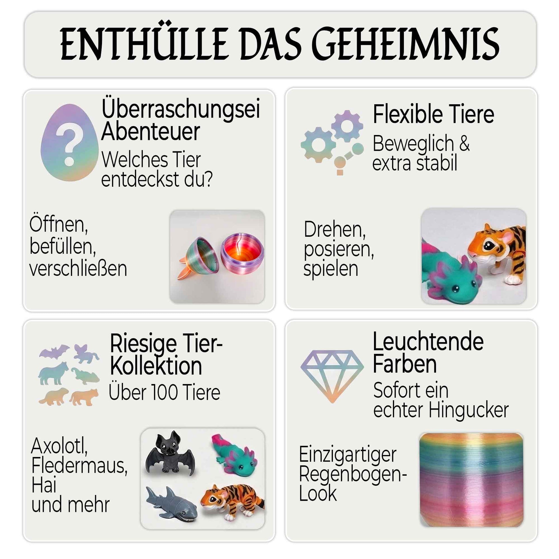 Großes Osterei mit 10 zufälligen 3D Mini Tieren im Feature-Bild