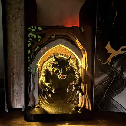 Werwolf Book Nook mit LED - 3D gedruckte Bücherregal - Deko