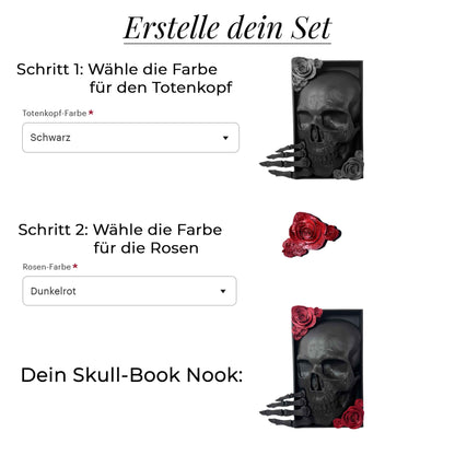Totenkopf Book Nook mit Rosen