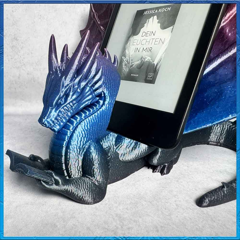 lesender Drache eBook Tablett & Buch Halter