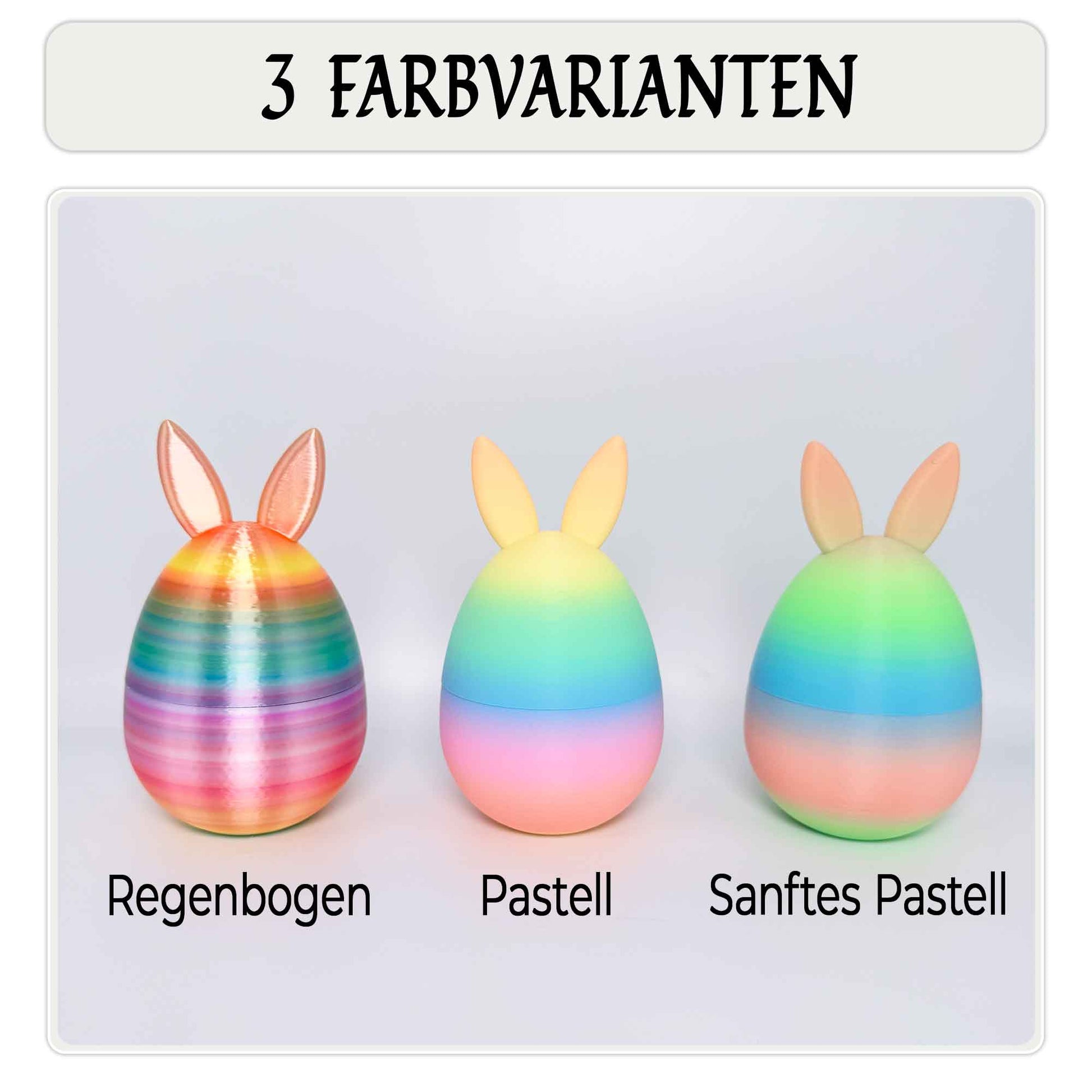 Mittleres Osterei in drei Farbvarianten