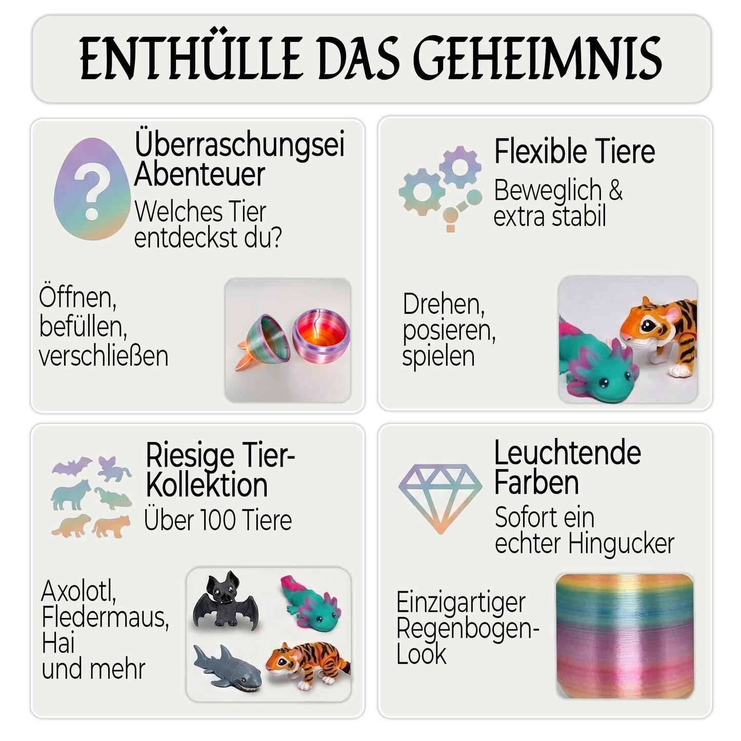 Mittleres Osterei mit 5 zufällige 3D Mini Tieren im Feature-Bild