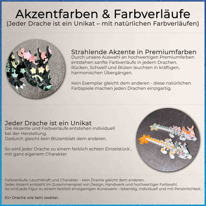 Farbakzente und Farbverläufe vom Kirschblütendrache – jeder Drache ein Unikat mit Premiumfarben